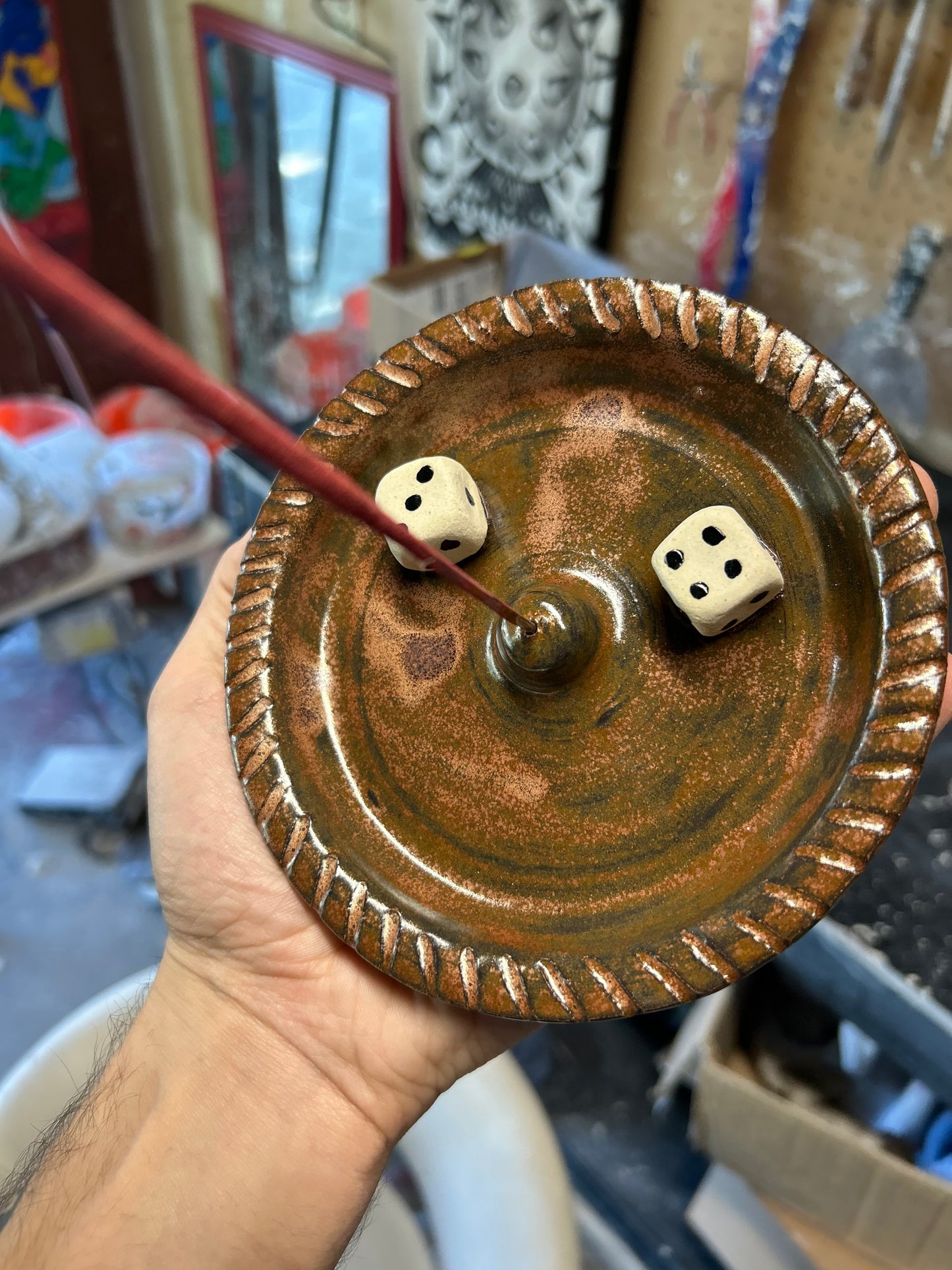Copper Dice Incense Holder