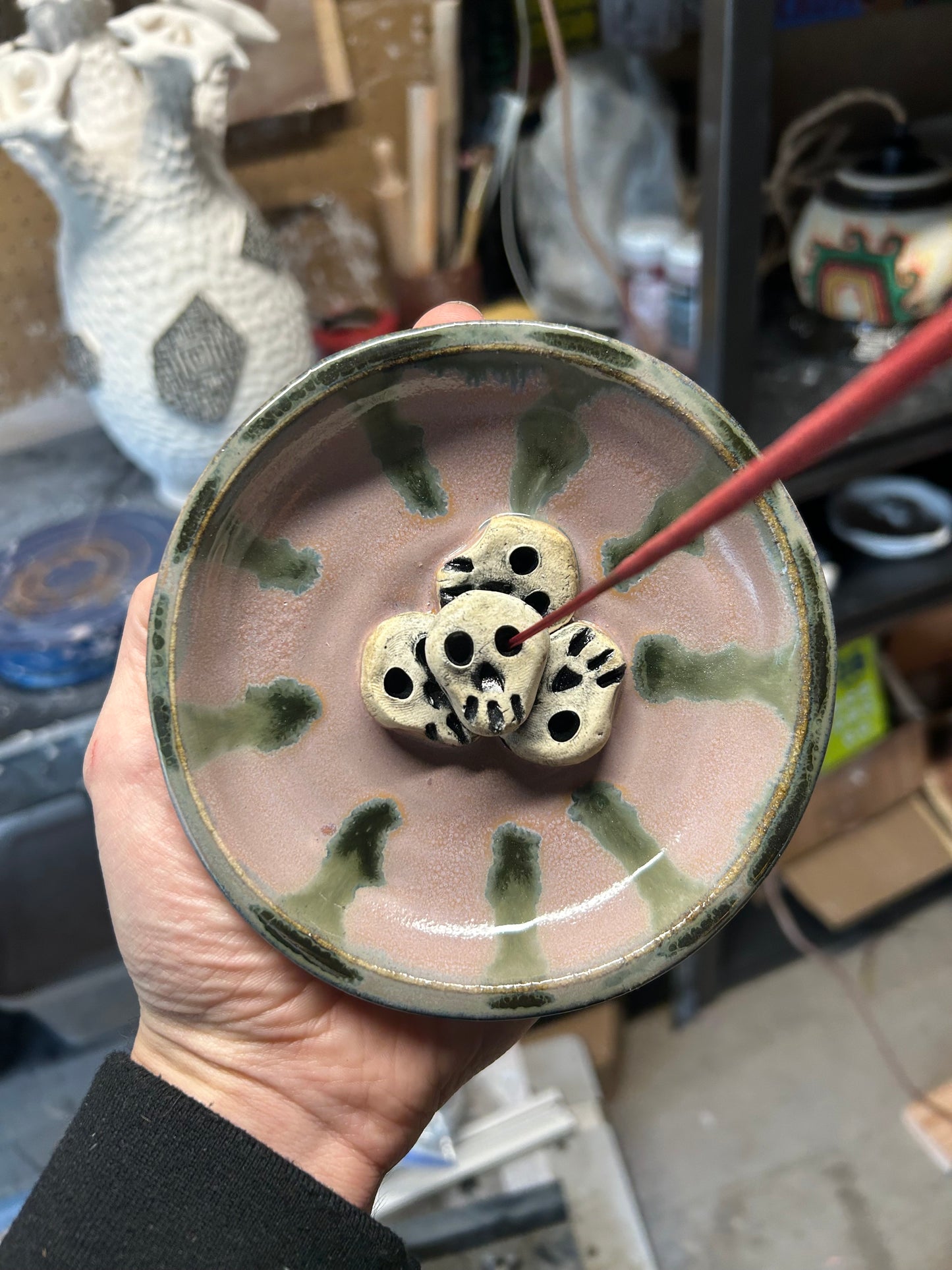 Lavender Skullstack Incense Holder