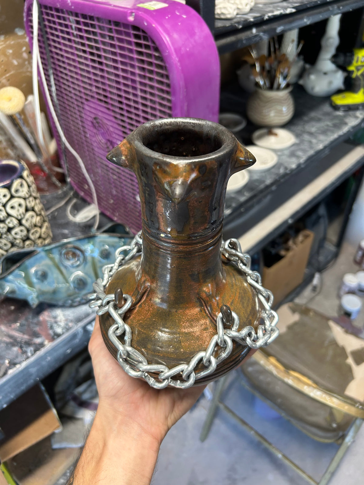 Copper Chained Vase