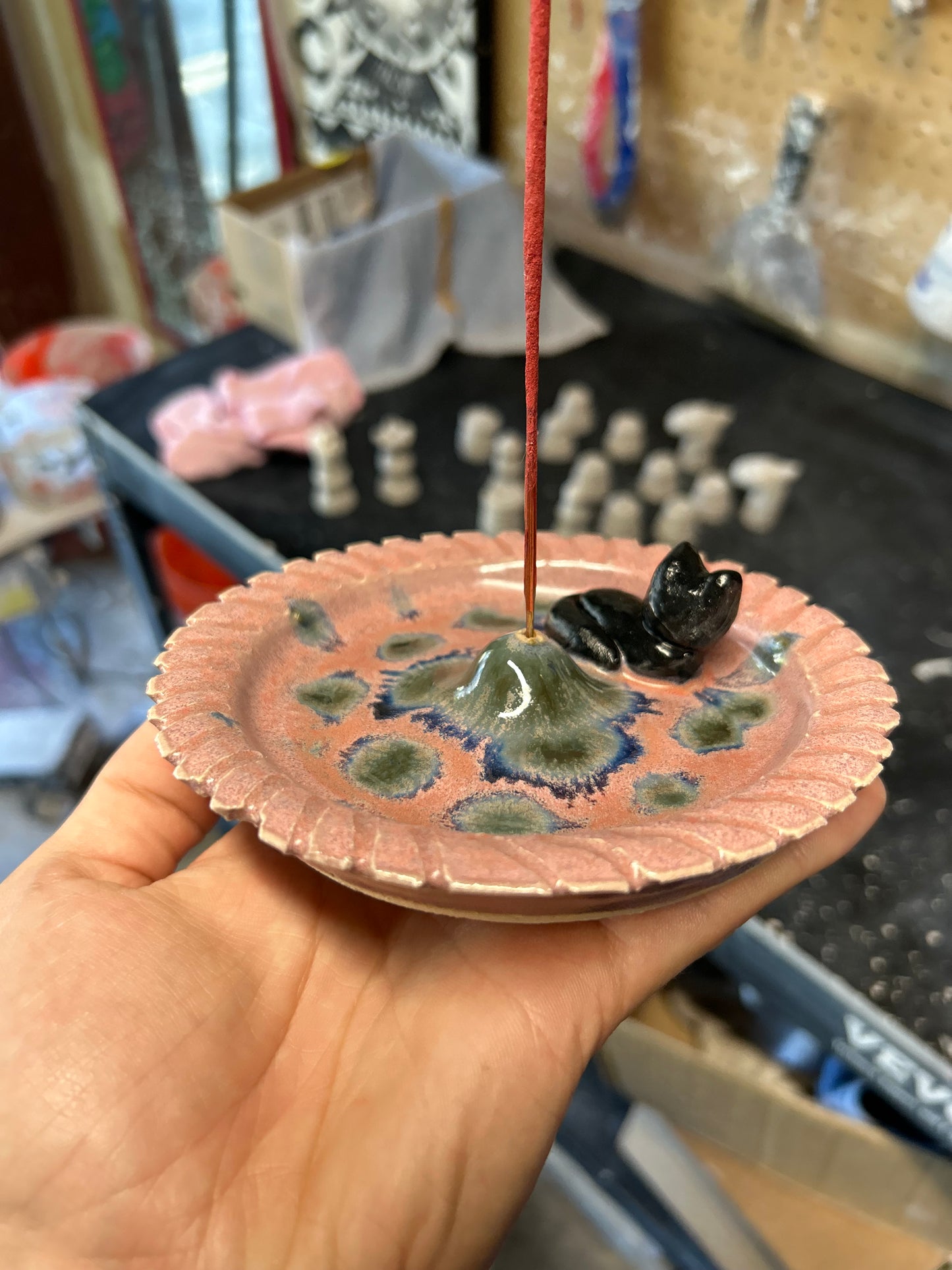 Pink Cat Incense Holder