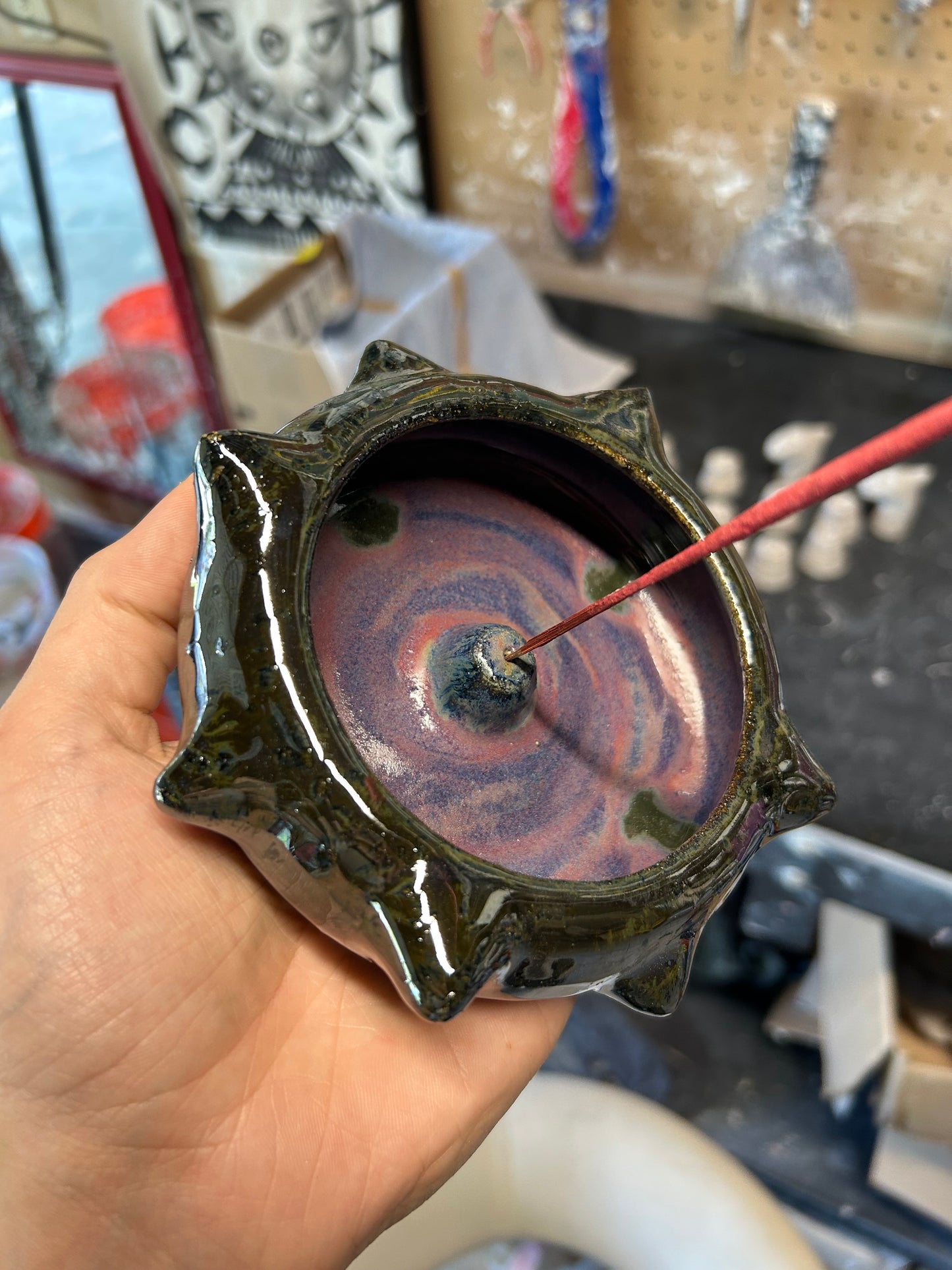 Purple Spiky Incense Holder