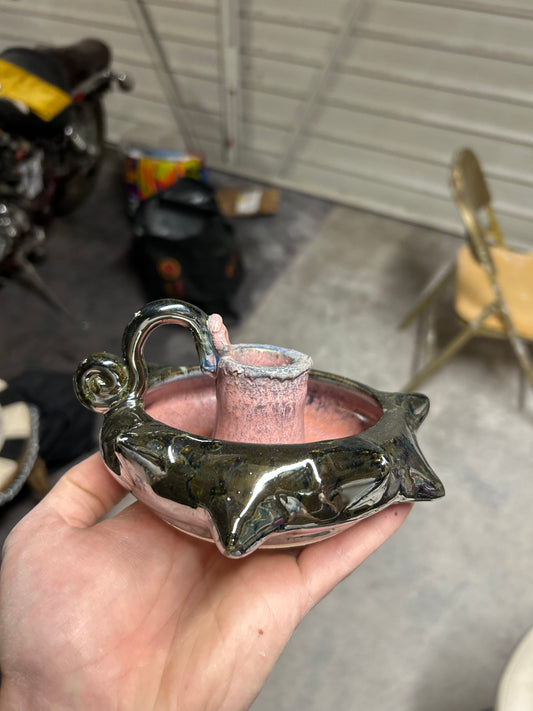 Pink Chrome Candleholder