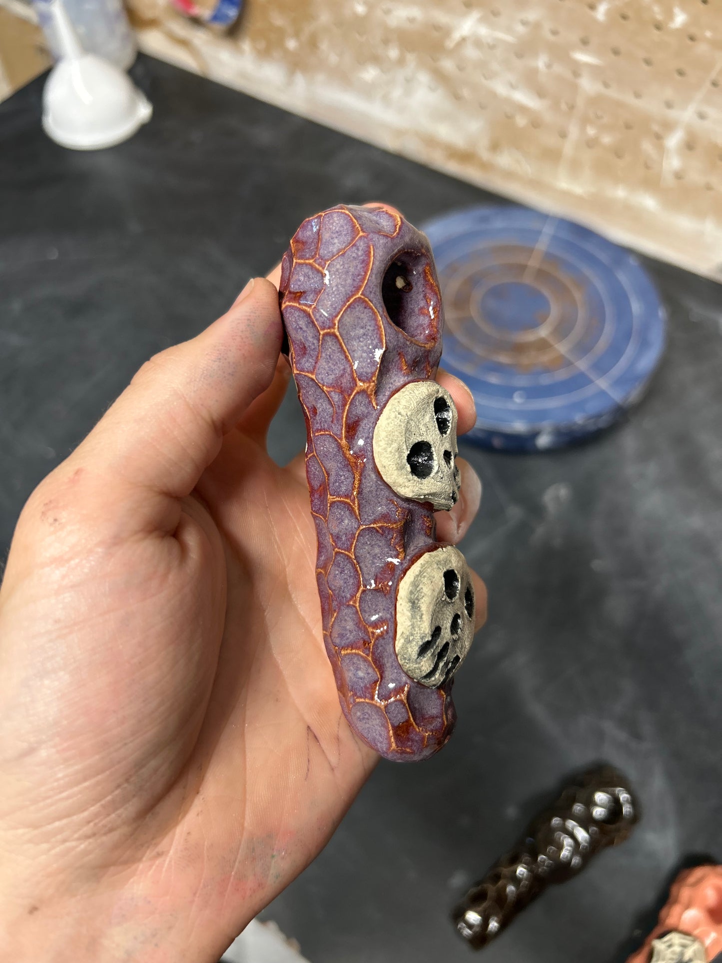 Purple Double Skull Pipe