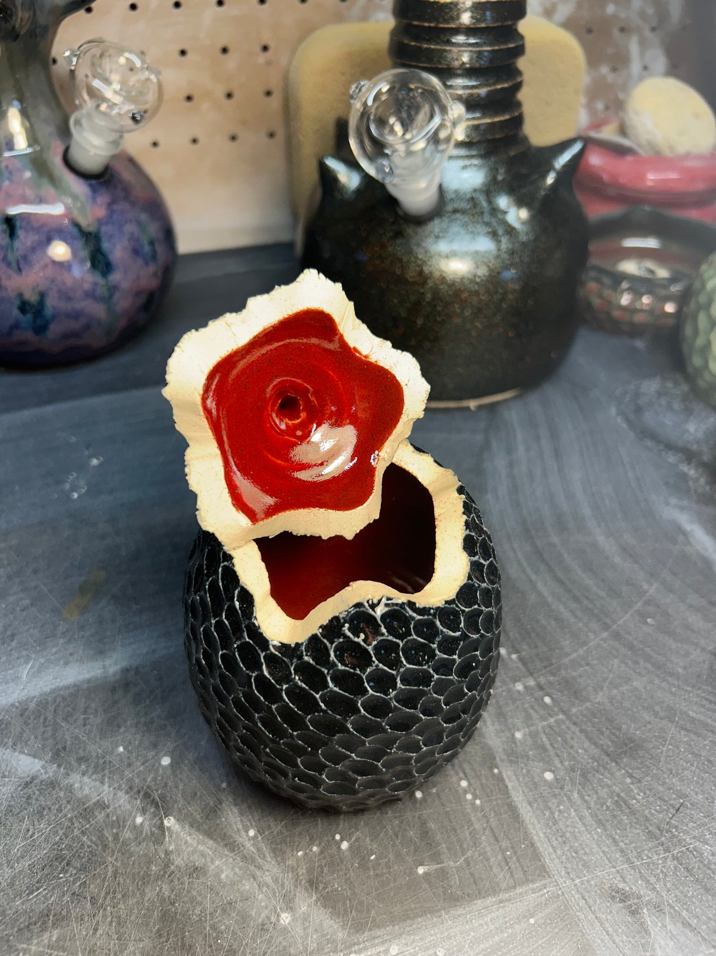 Black & Red Dragon Egg Jar