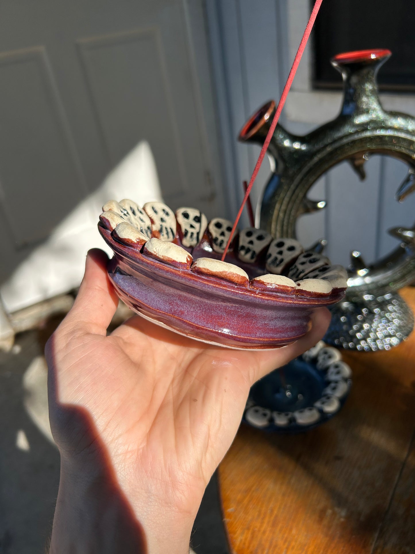 Purple Skull Gala Incense Holder