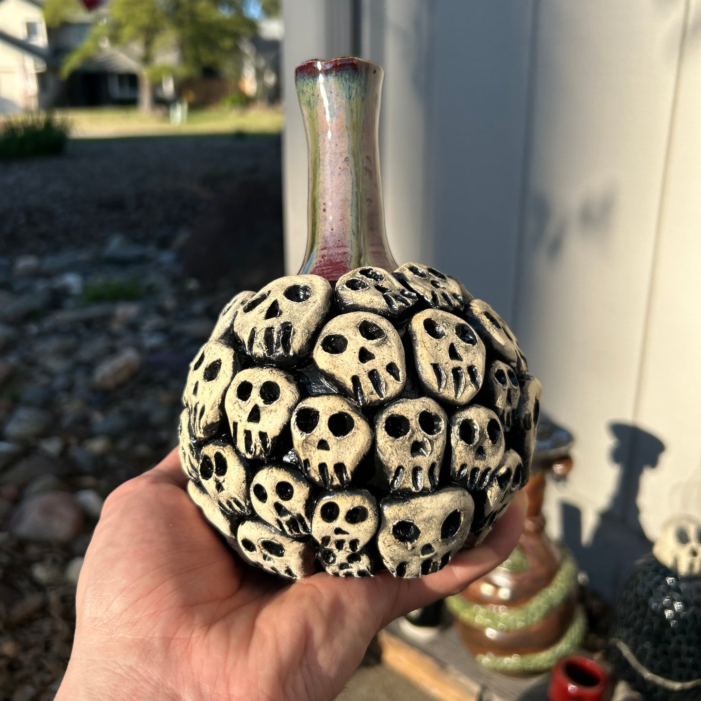 Merlot Skull Vase