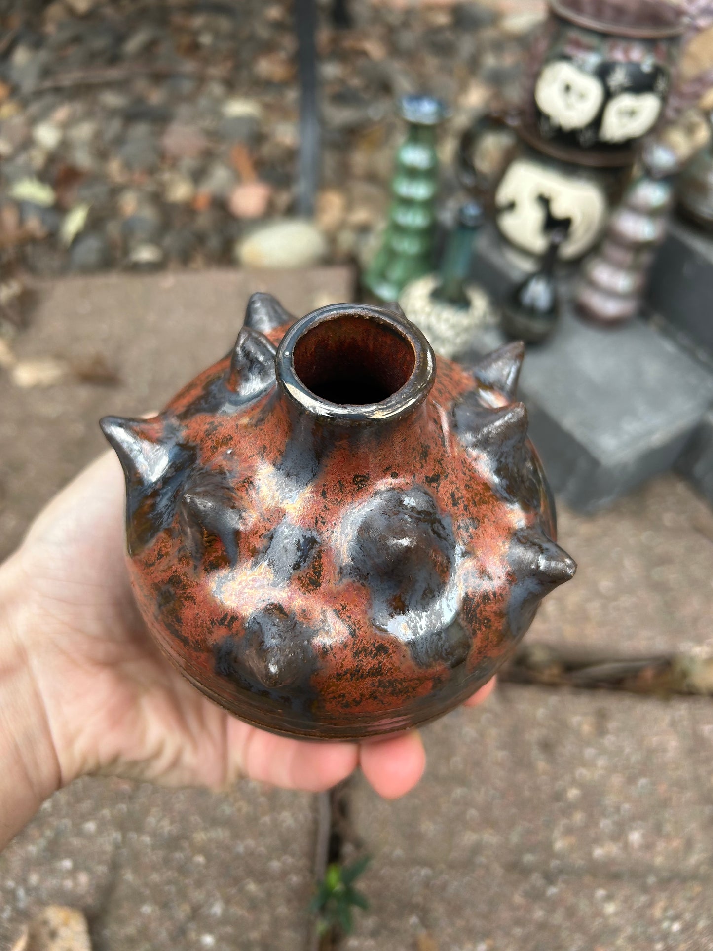 Spiked Out Copper Vase