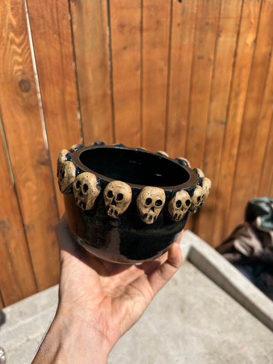 Obsidian Skull Planter