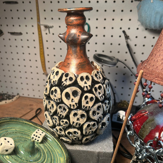 Copper Spike Skull Vase