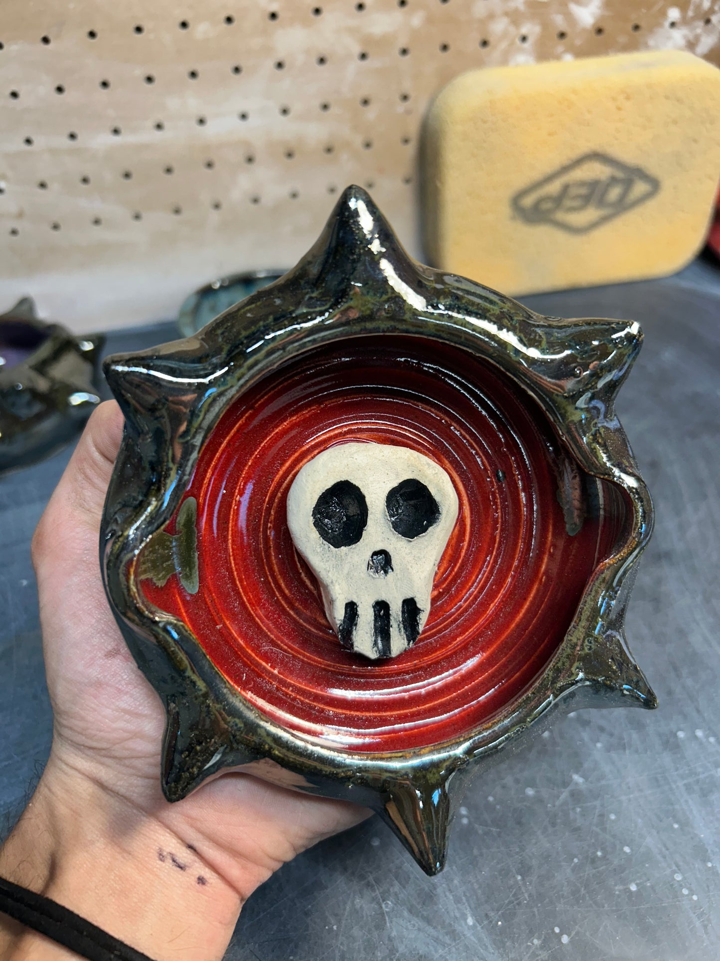 Spiky Red Skull Ashtray