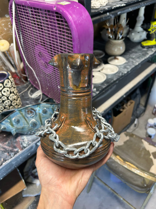 Copper Chained Vase