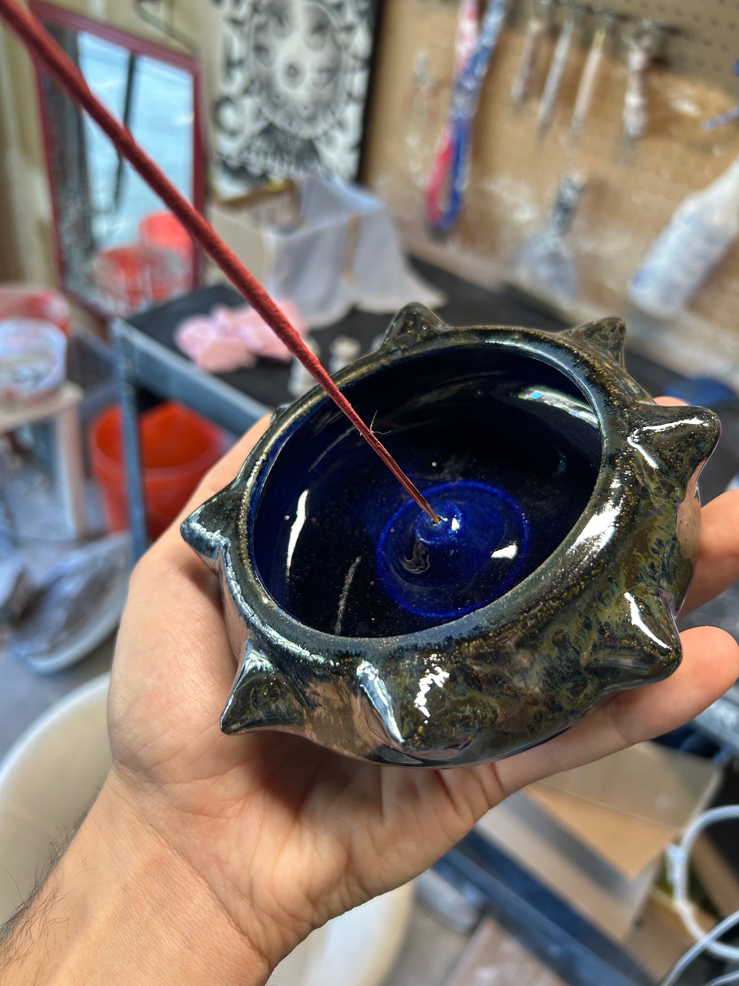 Spiky Sapphire Incense Holder