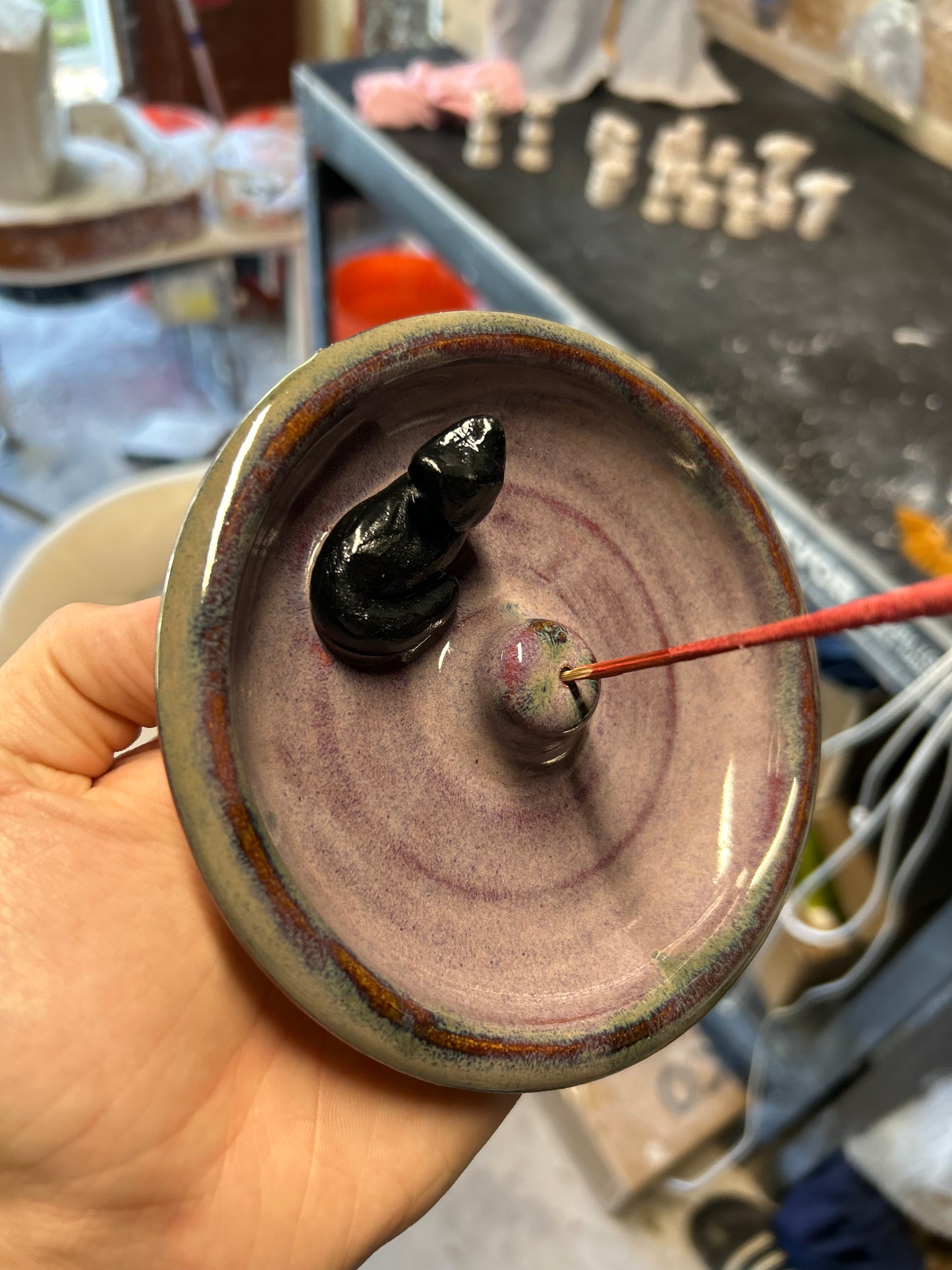 Purple Cat Incense Holder