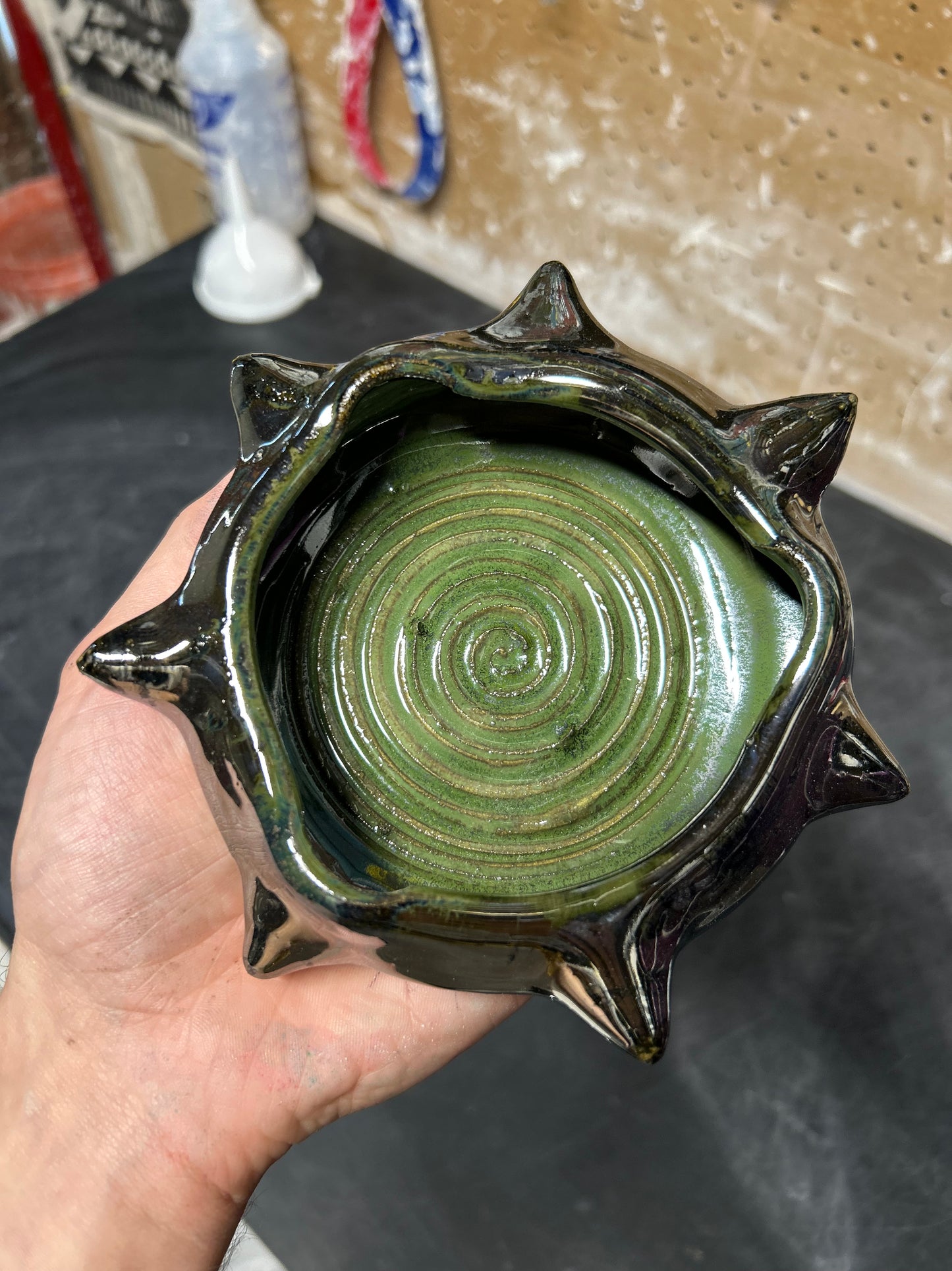 Spiky Green Ashtray