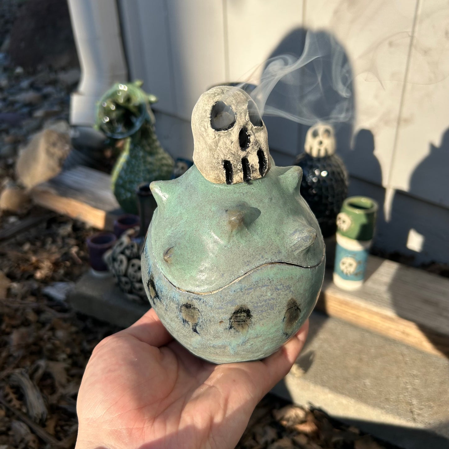 Spiky Skull Incense Burner