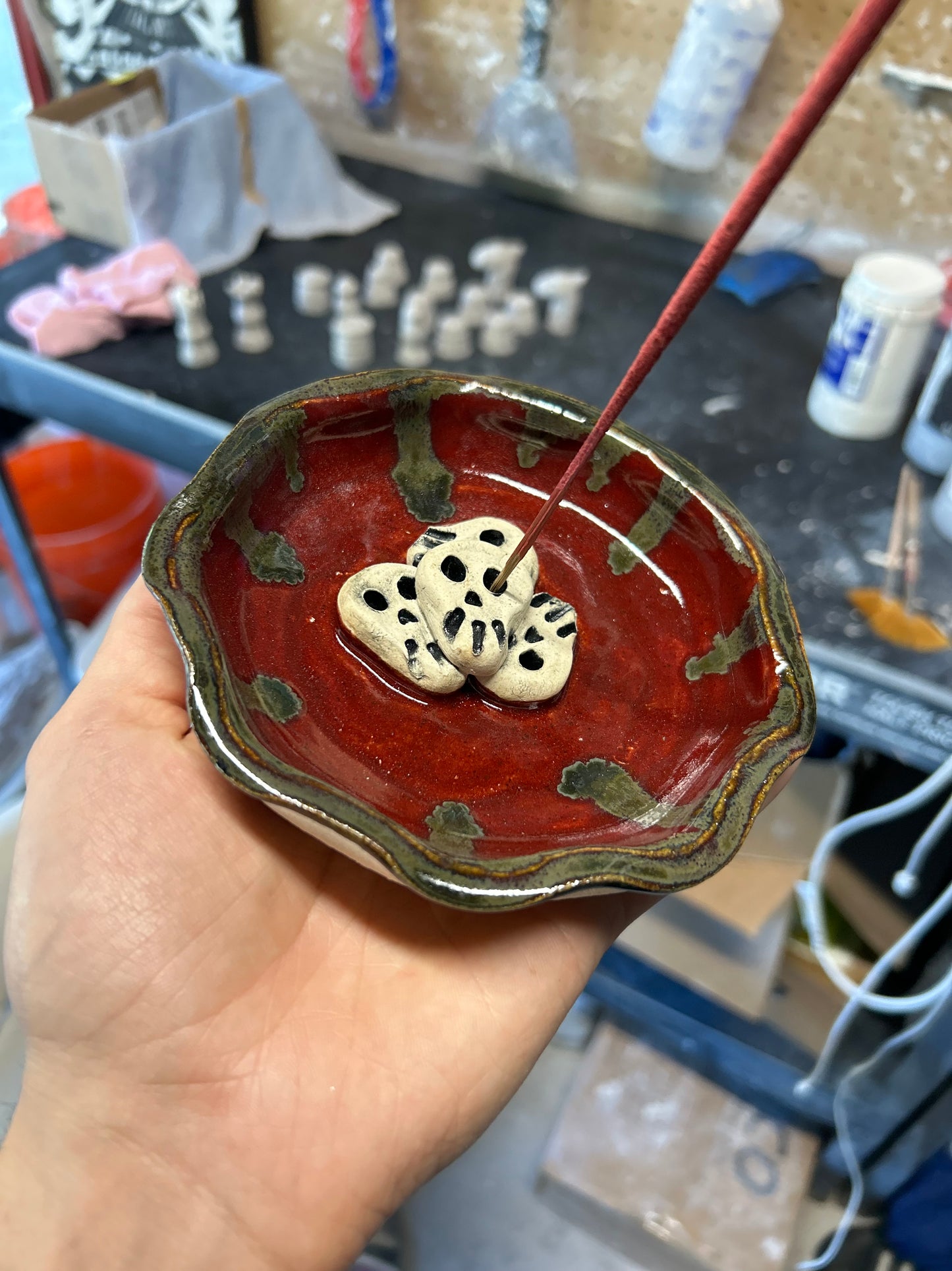 Red Skullstack Incense Holder