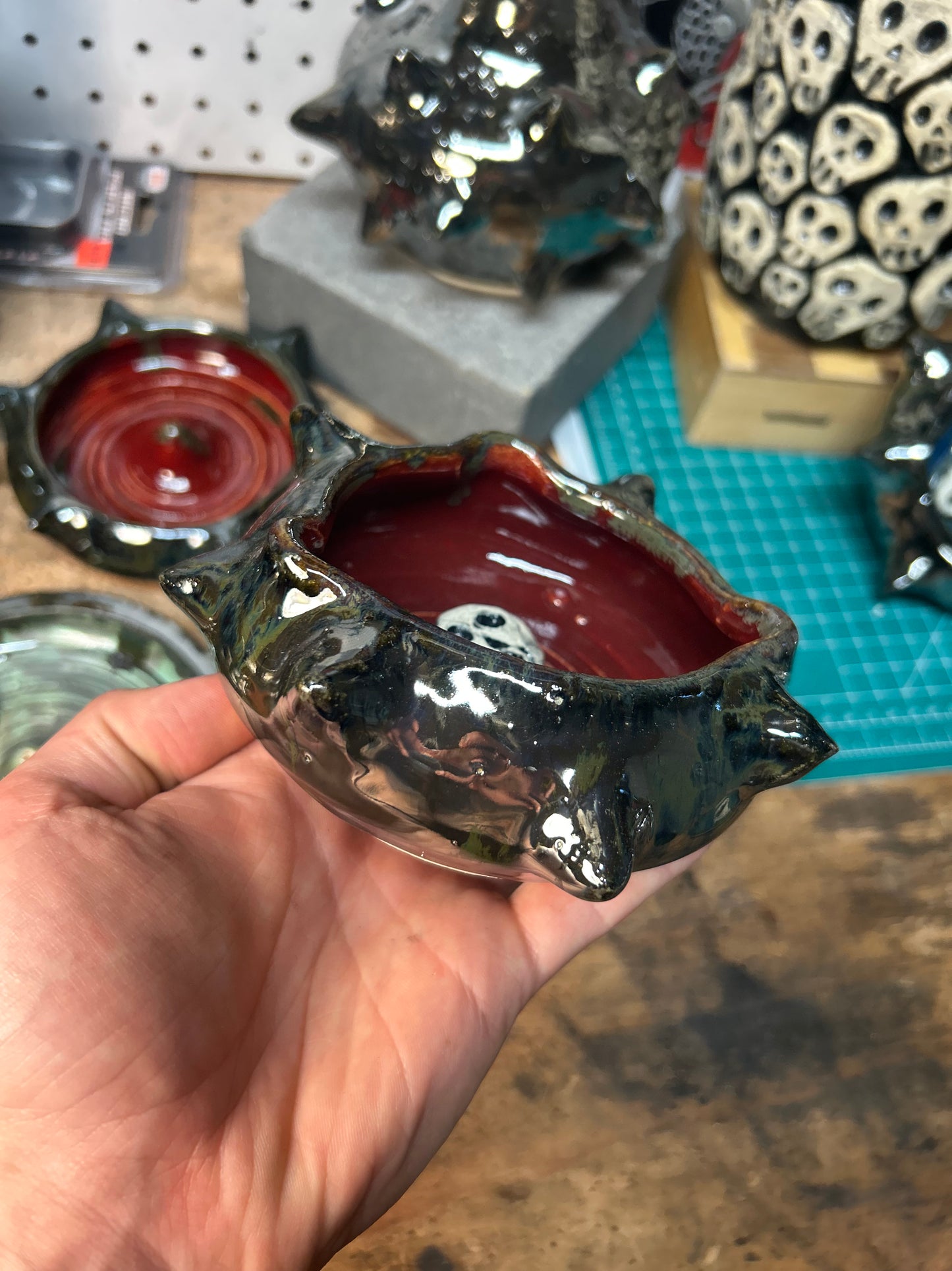 Spiky Red Skullstack Ashtray