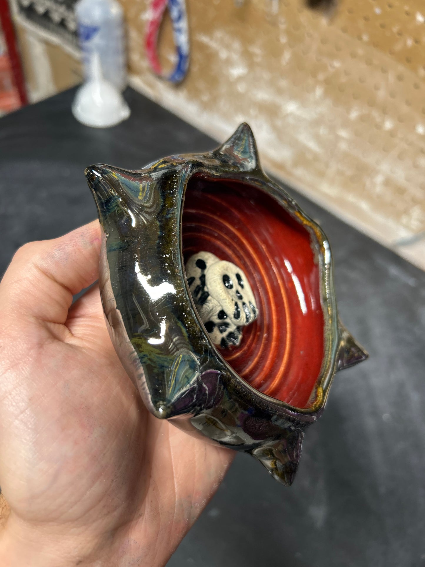 Spiky Red Skullstack Ashtray