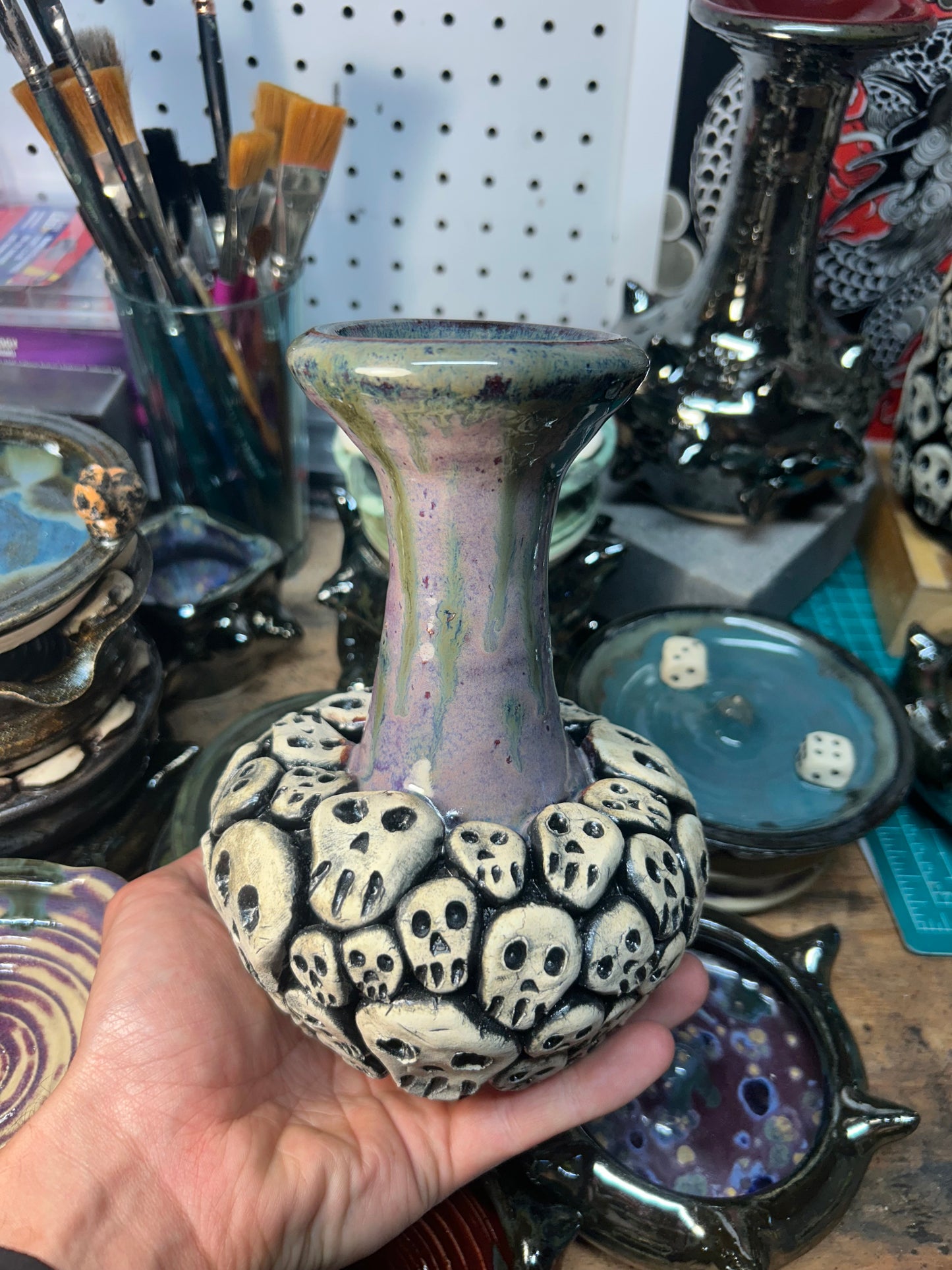 Purple Skull Vase