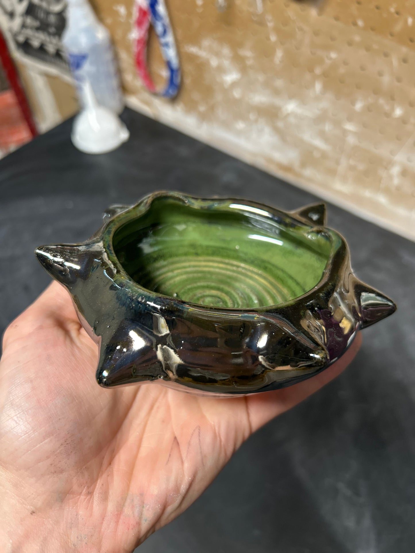 Spiky Green Ashtray