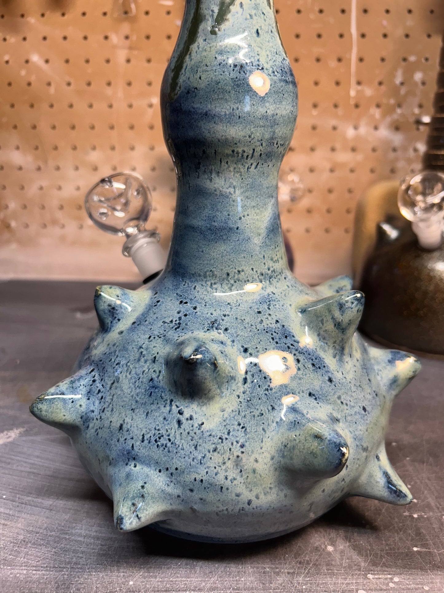 Spiky Blue & Green Bong