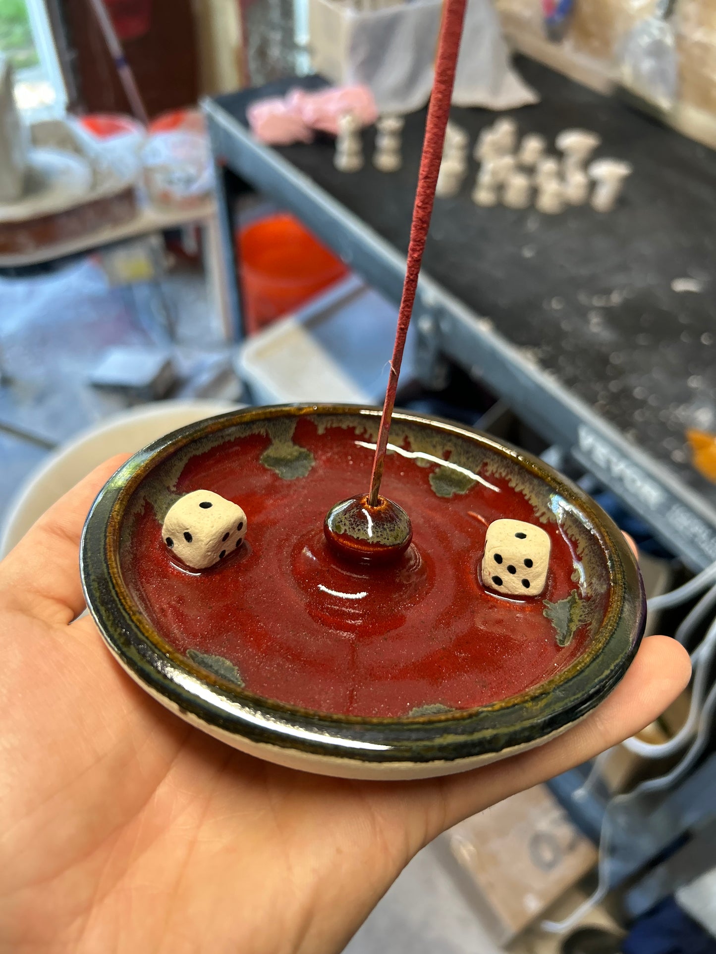 Red Dice Incense Holder