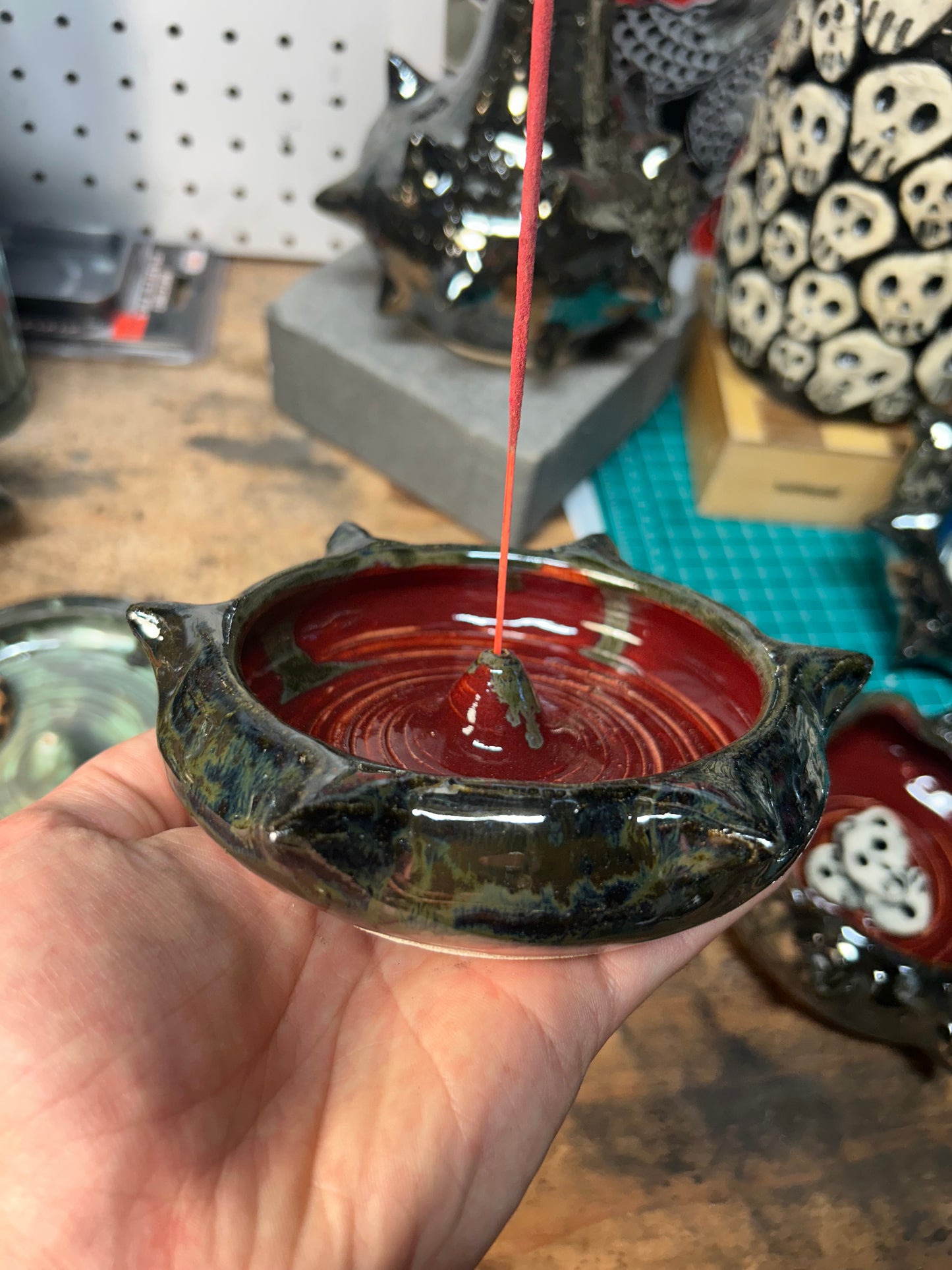 Spiky Red Incense Holder