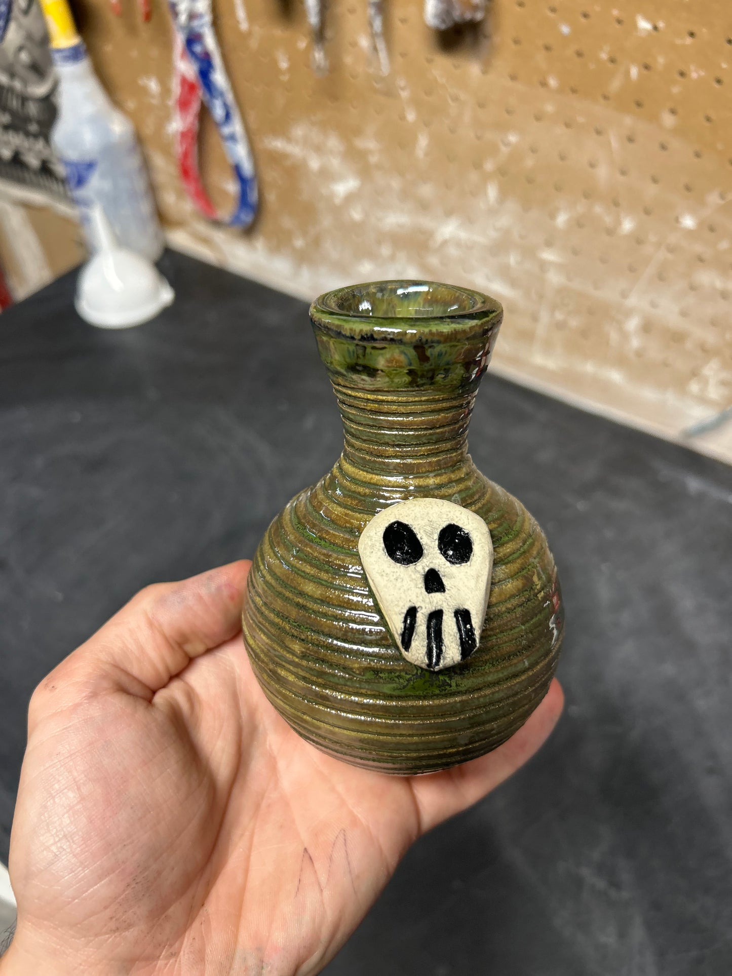 Green Skull Vase