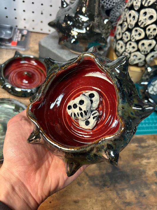 Spiky Red Skullstack Ashtray