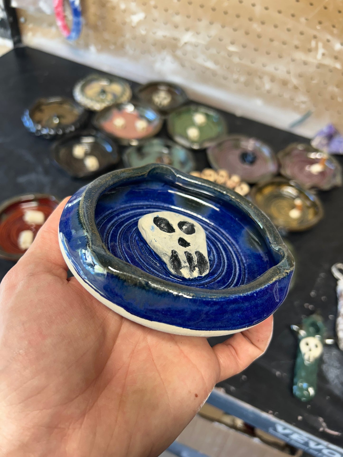 Sapphire Skull Ashtray
