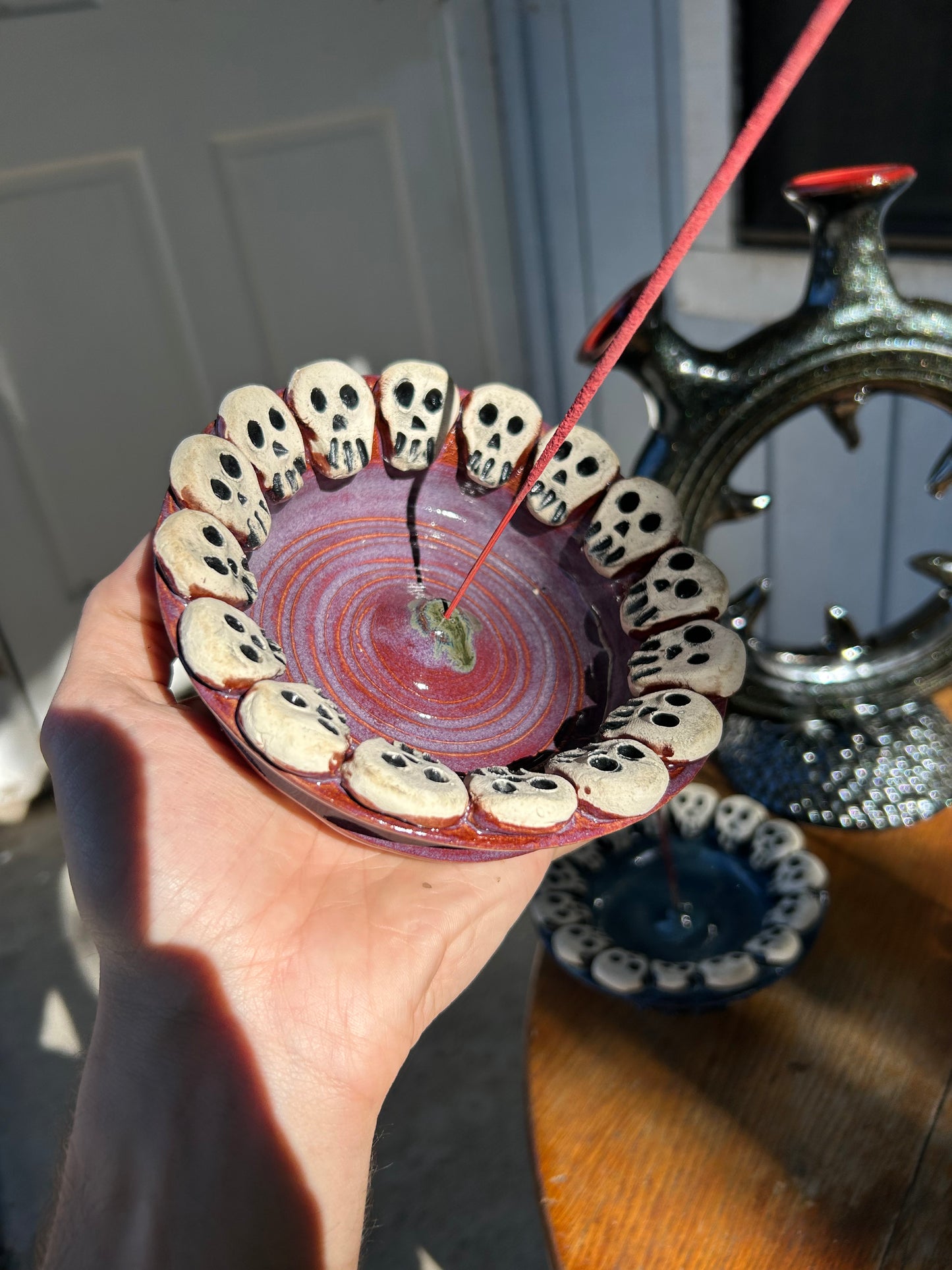 Purple Skull Gala Incense Holder