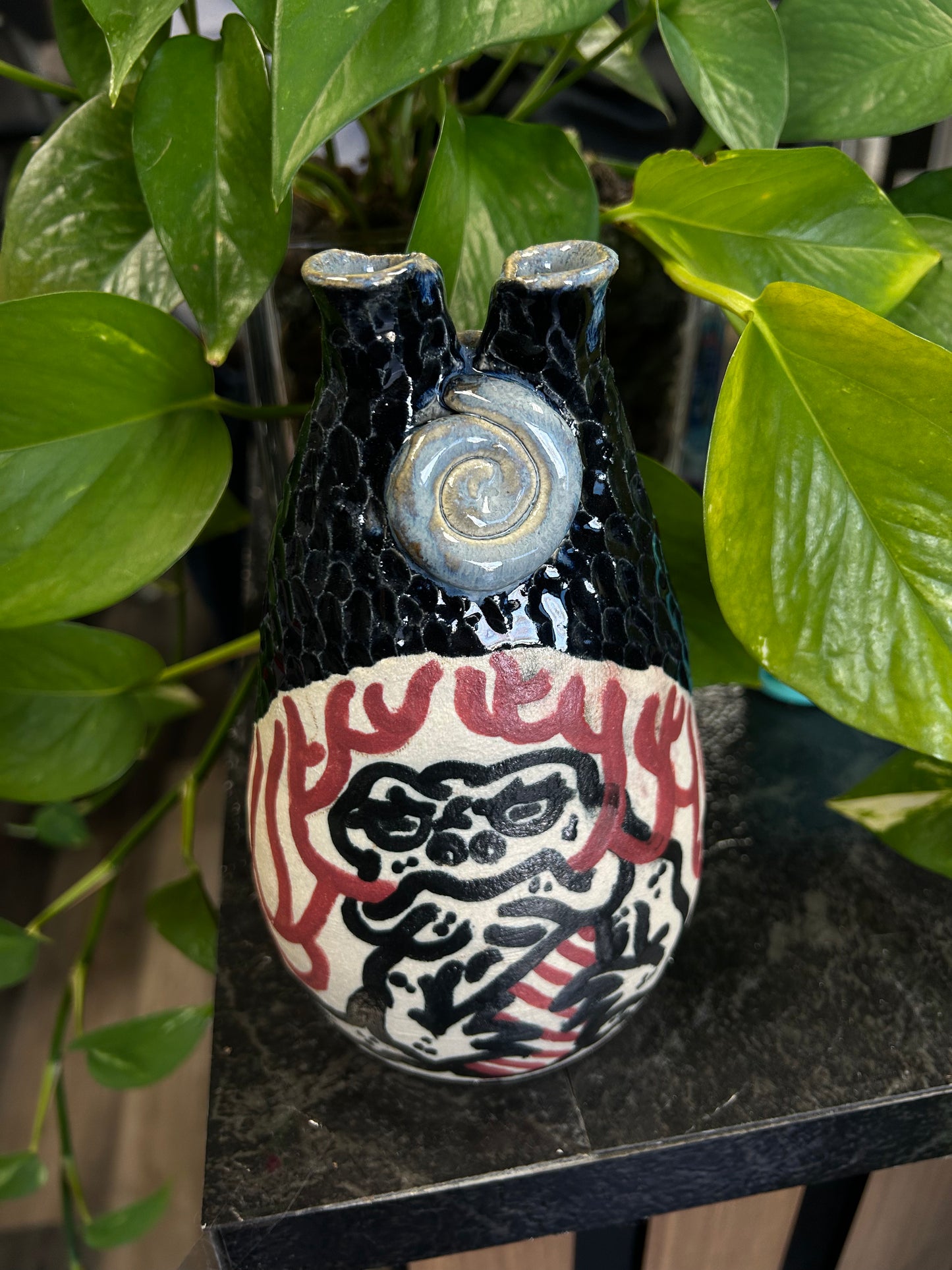Double Spout Frog Vase