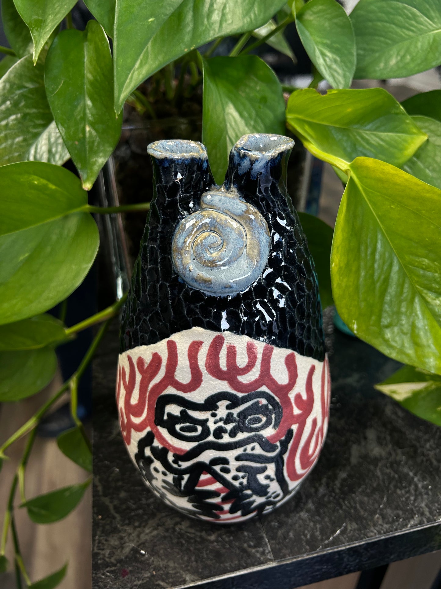 Double Spout Frog Vase