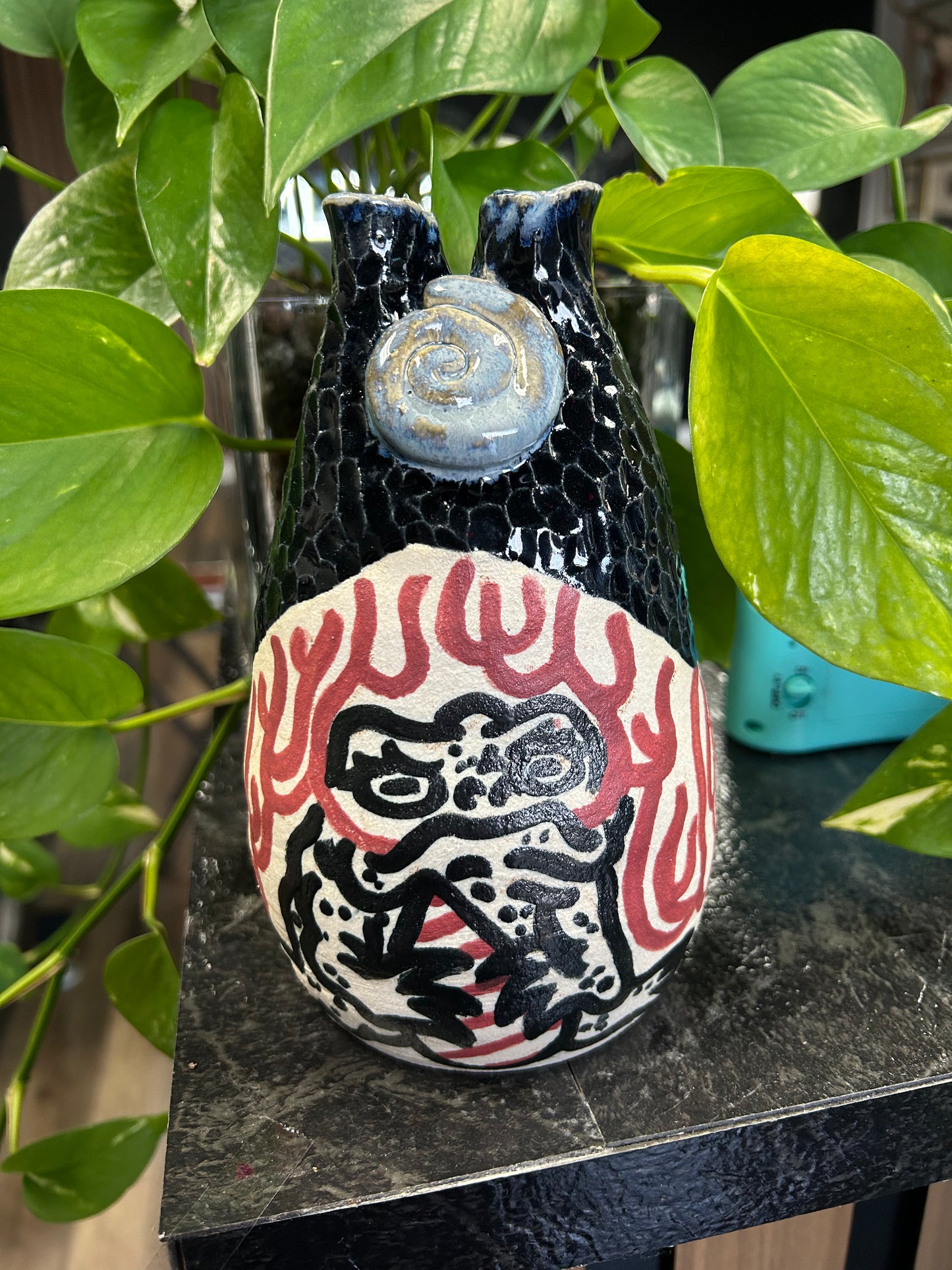 Double Spout Frog Vase
