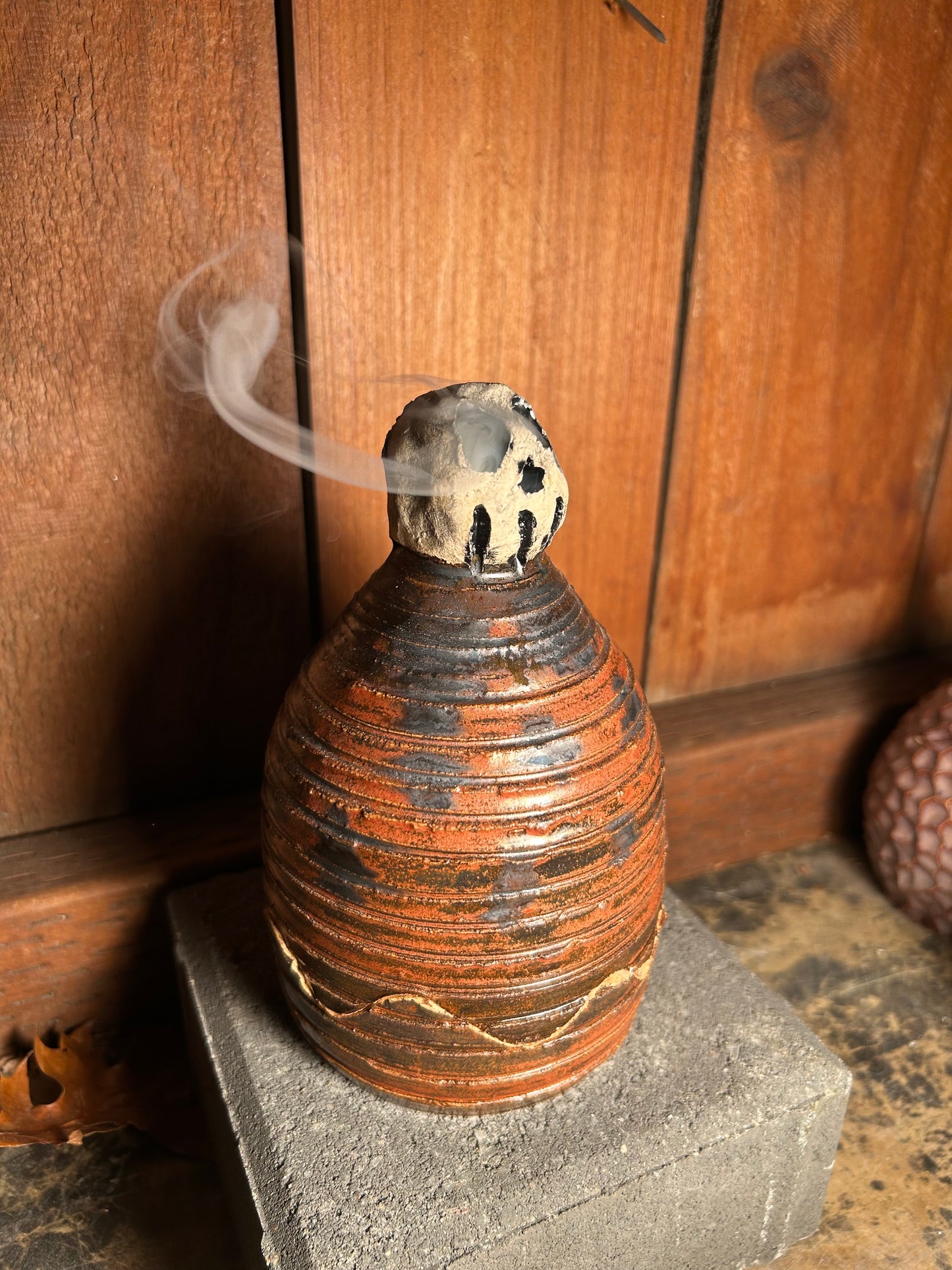 Copper Skull Incense Holder