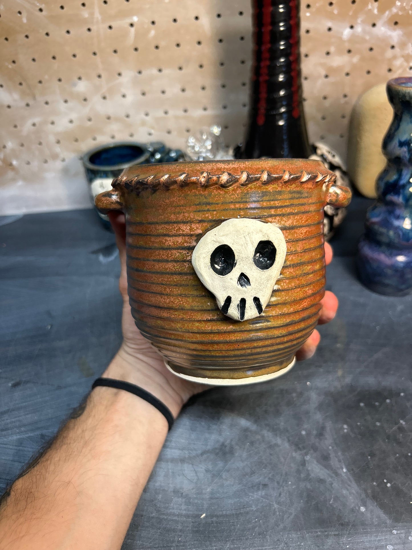 Copper Skull Planter