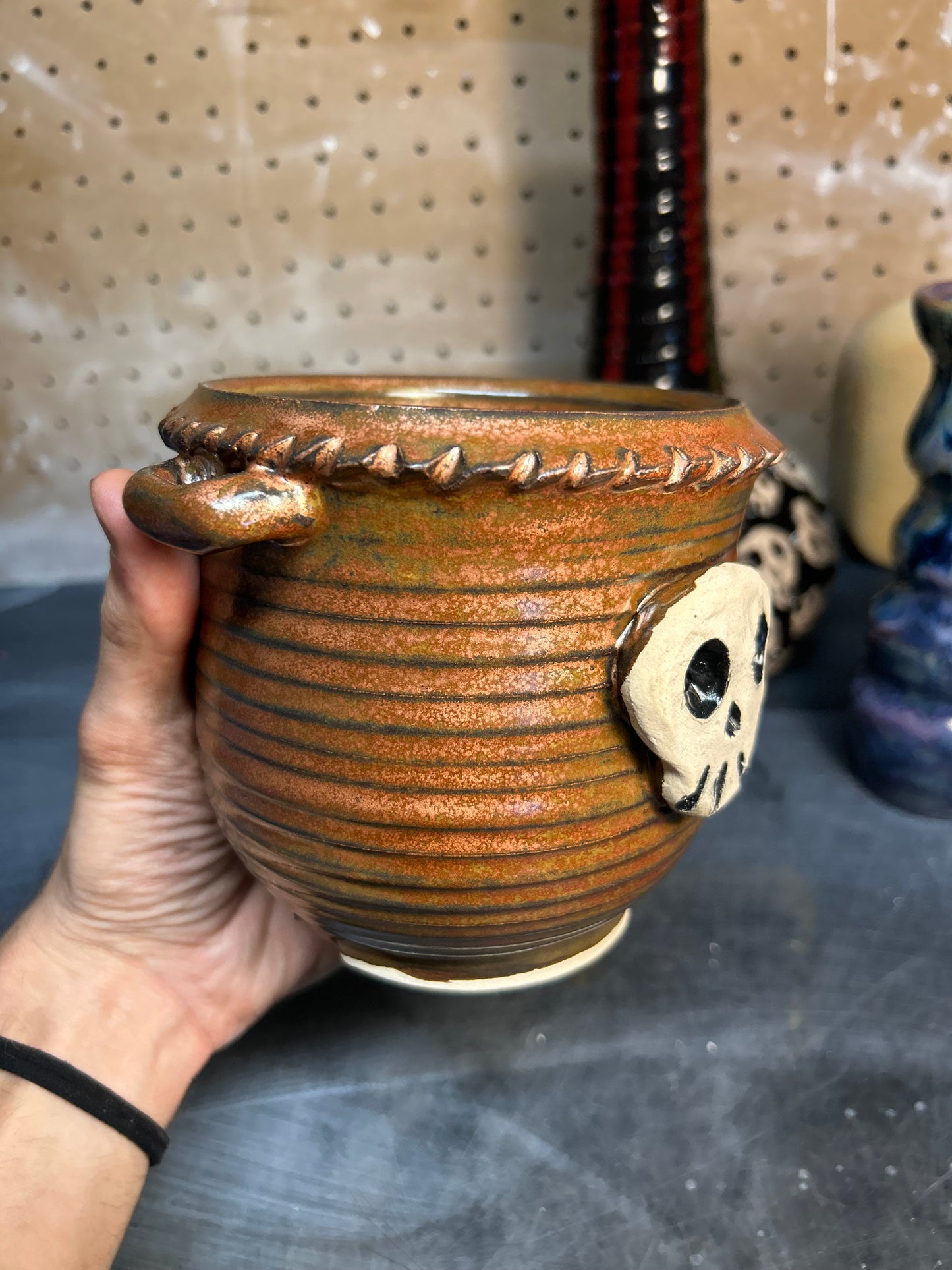 Copper Skull Planter