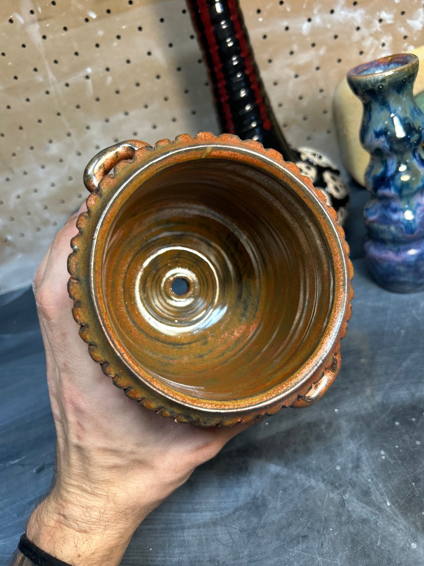 Copper Skull Planter