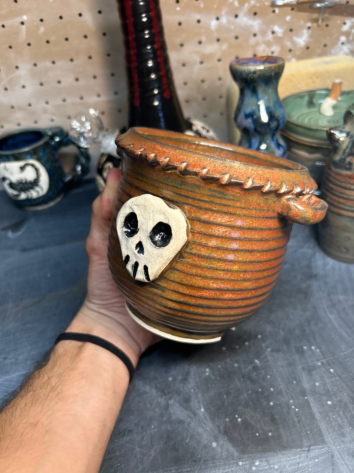 Copper Skull Planter